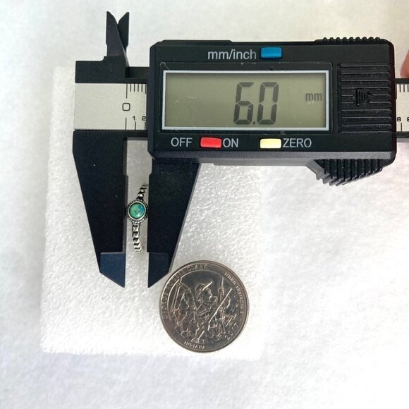 Sterling Silver 925 Dainty Minimalist Round Turquoise Twisted Band Ring Sz 5.25 - Picture 14 of 16